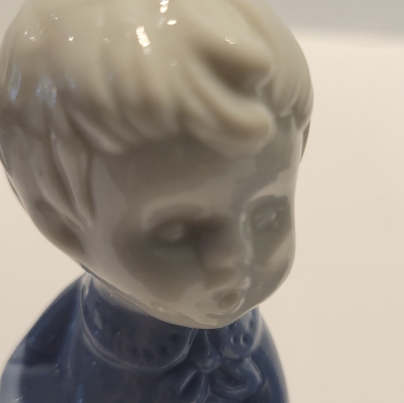 2 White Blue Porcelain Christmas Boy Girl Candle Holders‎ - Picture 6 of 7